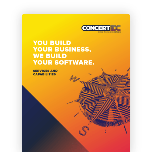 ConcertIDC's Services and Capabilities brochure cover.